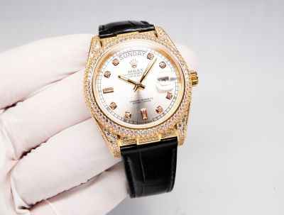 ROLEX 904L ETA 2836  Log Stars Natural Zircon Inlay 40MM Watch